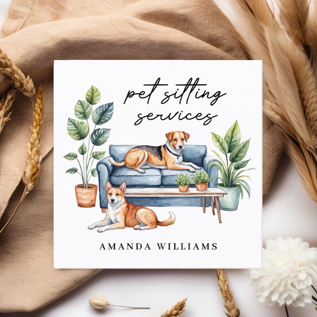 Kindersitzdienste Wasserfarbe Quadratische Visitenkarte (Von Creator hochgeladen)