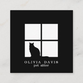 Kindersitzender Groomer Service Moderne Schwarz-We Quadratische Visitenkarte