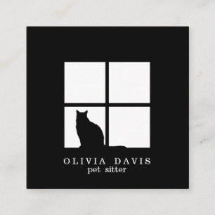 Kindersitzender Groomer Service Moderne Schwarz-We Quadratische Visitenkarte