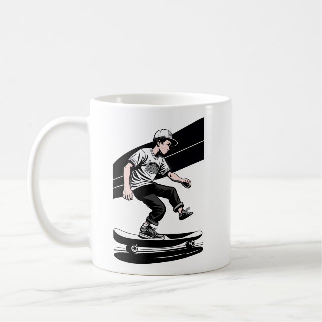 Kinderskateboarder-Tasse Kaffeetasse (Links)