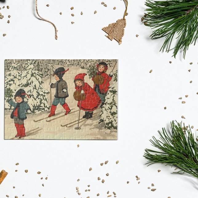 Kinderski, eine Vintage Winterlandschaft Puzzle (Von Creator hochgeladen)