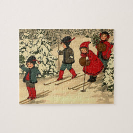 Kinderski, eine Vintage Winterlandschaft Puzzle