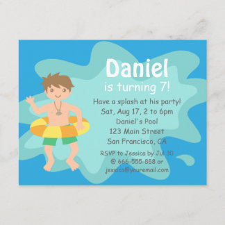 Kindersommer Splash Geburtstagspool Party Einladun Einladung
