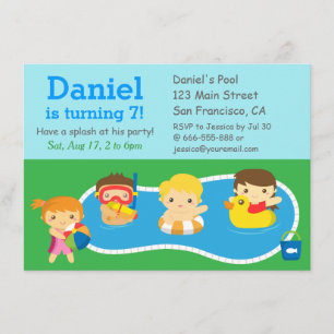 Kindersommer-Spritzen-Geburtstags-Pool-Party Einladung