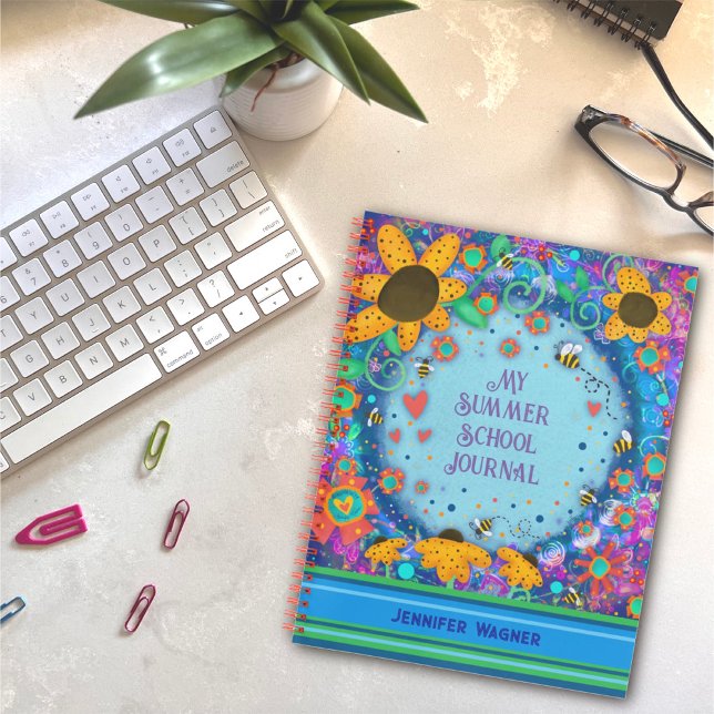 Kindersommerschule Custom Bumblebee Journal Notizbuch (Be prepared and stylish at your summer school classes with this fun personalized notebook )