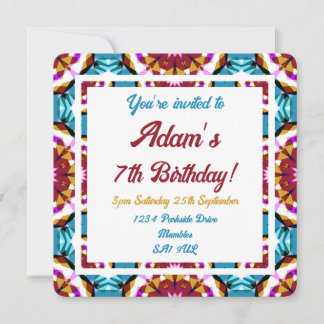 Kinderspass Blue Pink Brown Tropical Geburtstag Einladung