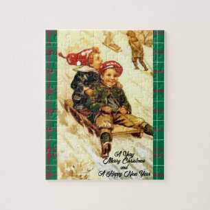 Kinderspass Vintag aussehen Frohe Weihnachten Puzzle