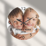 Kinderspezifische Kindernamen Jahr Große Wanduhr<br><div class="desc">Fügen Sie Ihr eigenes Lieblings-Foto Ihrer Familie,  Kinder,  Kinder,  Freunde oder Haustiere hinzu. Schwarze Zahlen. Personalisieren und fügen Sie ihre Namen und Jahr,  schwarze Buchstaben. Perfekt für den Tag des Vaters,  für den Muttertag oder als Geburtstag oder Weihnachtsgeschenk.</div>