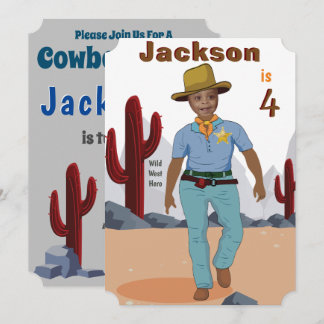 Kinderspezifische Sheriff Cowboy-Fotovorlage Einladung