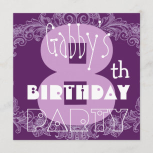 Kinderspiel 8. Geburtstag Individuelle Name Modern Einladung