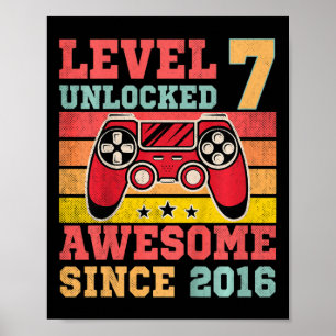 Kinderspiel Stufe 7 Entsperrtes Vintages Videospie Poster