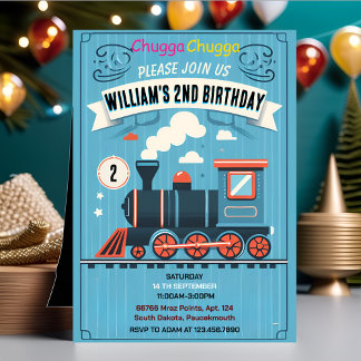 Kinderspielchen Jungs Vintag zwei Züge 2. Geburtst Einladung