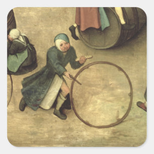 Kinderspiele: Details eines Kindes mit einem Quadratischer Aufkleber