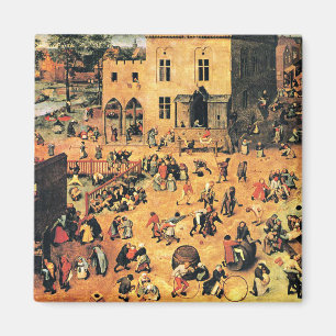 Kinderspiele, feine Kunstmalerei, Magnet