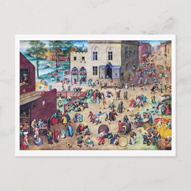 Kinderspiele, Pieter Bruegel Postkarte (Vorderseite)