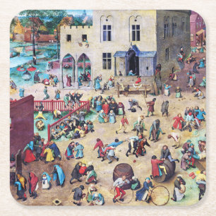 Kinderspiele, Pieter Bruegel Rechteckiger Pappuntersetzer