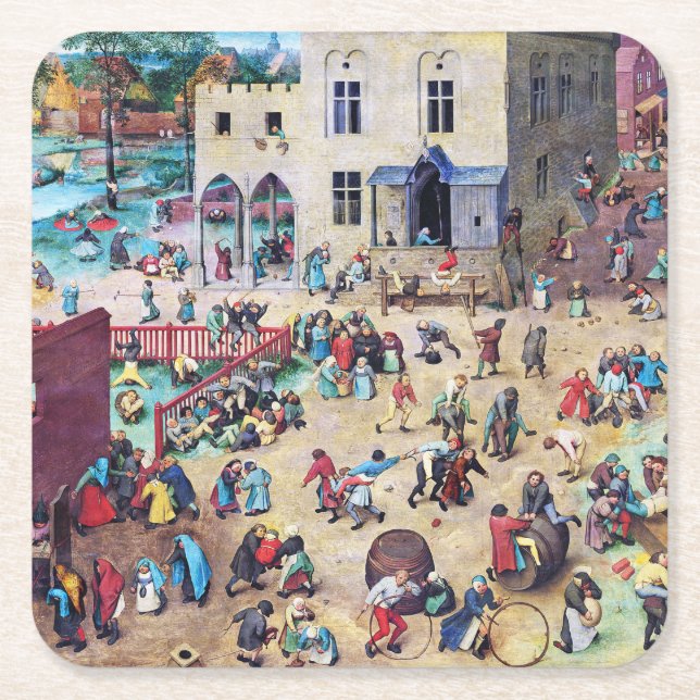 Kinderspiele, Pieter Bruegel Rechteckiger Pappuntersetzer (Vorderseite)