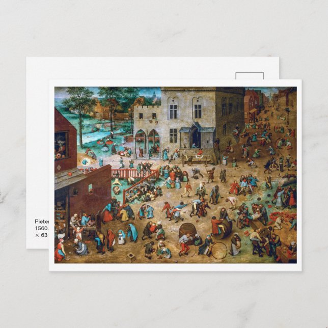 Kinderspiele | Pieter Bruegel the Elder | Postkarte (Vorne/Hinten)