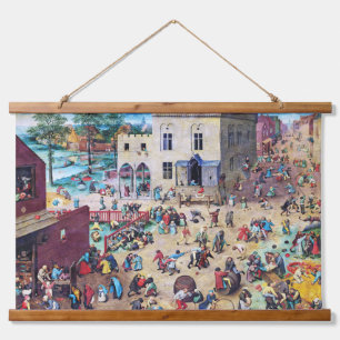 Kinderspiele, Pieter Bruegel Wandteppich Mit Holzrahmen