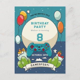 Kinderspielfest - Einladung zum Geburtstag Postkarte