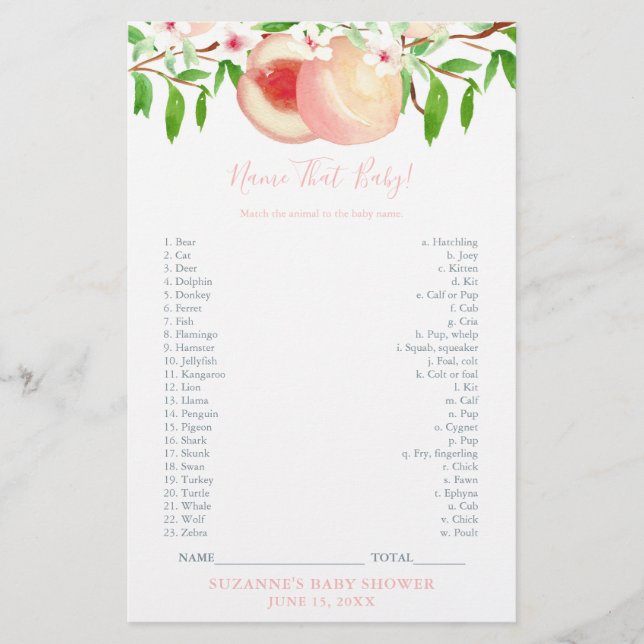 Kinderspielkarte Sweet Peach Shower Flyer (Vorne)