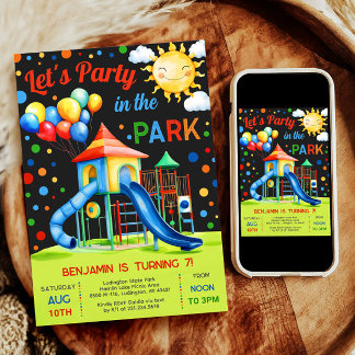Kinderspielplatz Einladung - Party im Park