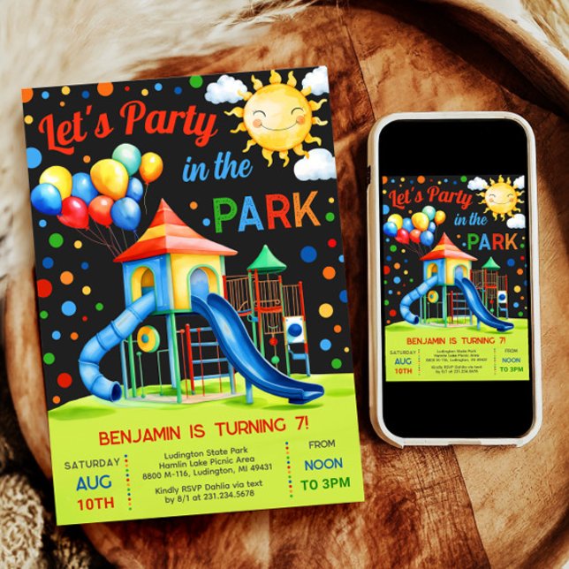 Kinderspielplatz Einladung - Party im Park (Playground Birthday Invitation - Party in the Park)