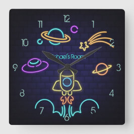 Kinderspielplatz für Neonlicht Quadratische Wanduhr