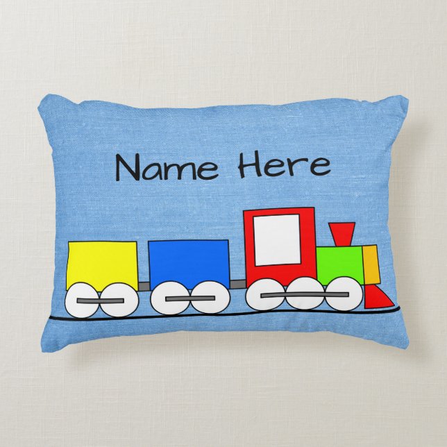 Kinderspielzeug-Dampfzug-Kissen mit Namen Dekokissen (Vorderseite)