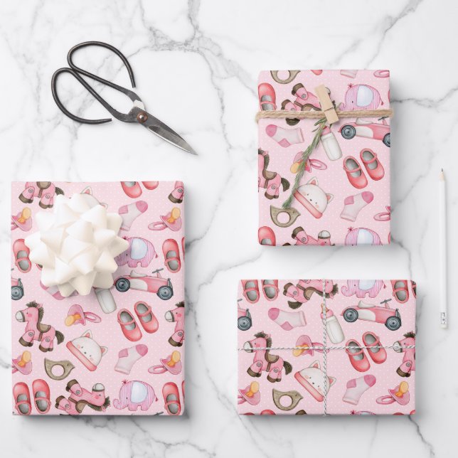 Kinderspielzeug-Dusche für Wasserfarben Geschenkpapier Set (Vorderseite)