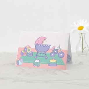 Kinderspielzeug in Pastellfarbe Karte