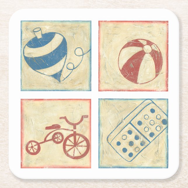 Kinderspielzeug von Chariklia Zarris Rechteckiger Pappuntersetzer (Vorderseite)