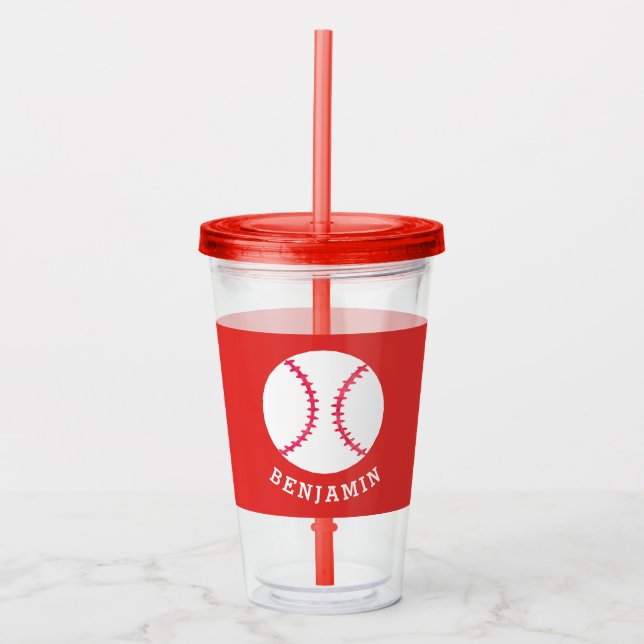 Kindersportbaseball Athletic Personalisiert Red Acryltrinkbecher (Vorderseite)