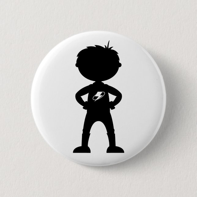 Kindersuperhero-Silhouette-Abzeichen Button (Vorderseite)