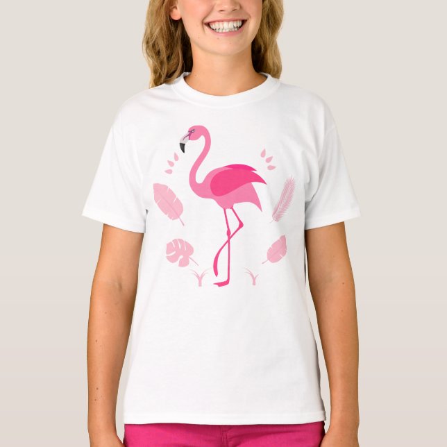 Kindert-Shirt mit rosa Flamingo T-Shirt (Vorderseite)