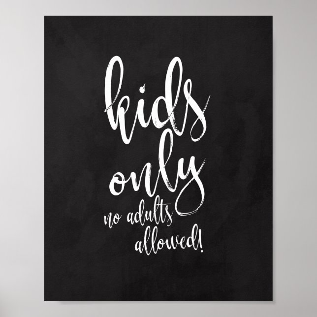 Kindertafel 8x10 Zeichen für Hochzeit Poster (Vorne)