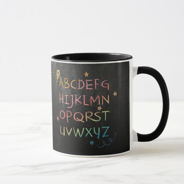 Kindertasse - ABC Sterne bunt - Tafel Kreide |  Tasse (Rechts)