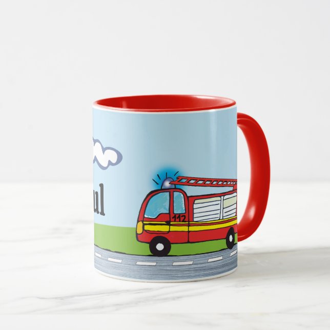 Kindertasse - Feuerwehr | personalisierbare Tasse (VorderseiteRechts)