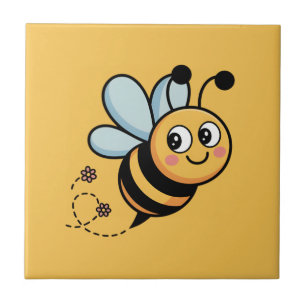 Kindertaugliches Bienenmaskottchen mit gepunkteter Fliese