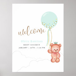 Kinderteddy Bear Babydusche Begrüßungszeichen Poster