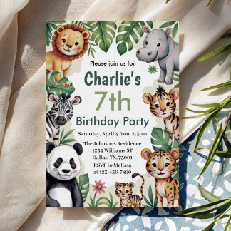 Kindertierjung Geburtstagsparty Einladung