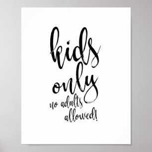 Kindertisch Schwarz und Weiß 8x10 Zeichen für Hoch Poster