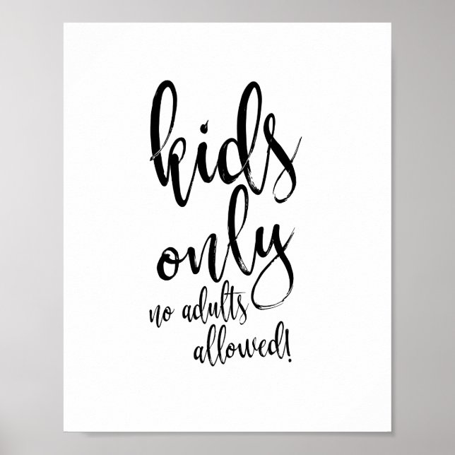 Kindertisch Schwarz und Weiß 8x10 Zeichen für Hoch Poster (Vorne)