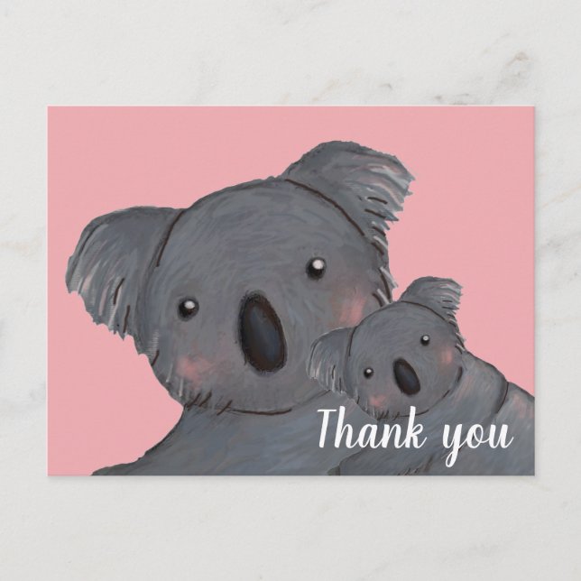 Kindertochter danke koala pink postkarte (Vorderseite)