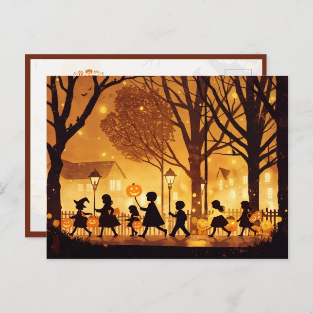 Kindertrick oder Behandlung zu Halloween Postkarte (Vorne/Hinten)