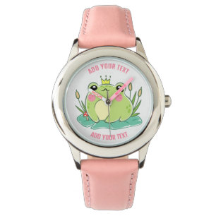 Kinderuhr aus Edelstahl mit rotem Lederarmband Armbanduhr