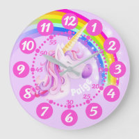 Kinderuhr für Einhorn- und Regenbogen, lila, rosa