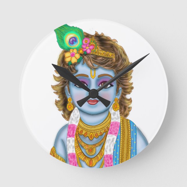 Kinderuhr Krishna Runde Wanduhr (Vorderseite)