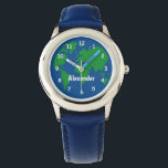 Kinderuhr mit Erde und individuelle Name Armbanduhr<br><div class="desc">Kinder beobachten mit Planeten-Erdkarte und individuelle Name. Personalisierte Armbanduhr für kleine Kinder. Fügen Sie Ihren eigenen Namen, Ihre Monogrammkarte oder Ihr Zitat hinzu. Geeignet für Junge oder Mädchen. Auch schön als Weihnachtsgeschenk für Kinder; Sohn, Enkel, Tochter, Enkelin, Nichte, Cousin, Enkel, Freund, Stieftochter etc. Rett Planeten Erde Uhr mit eigenem Text....</div>