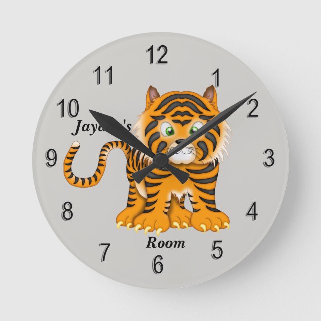 Kinderuhr Niedlicher Baby Tiger Runde Wanduhr (Vorderseite)